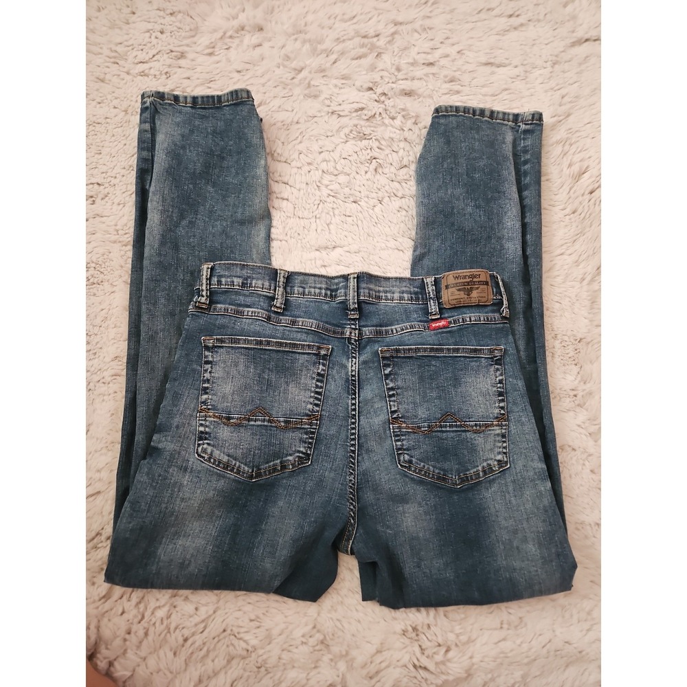 Wrangler Slim Straight Jeans Men's 34x32 Medium Wash Stretch Denim Casual